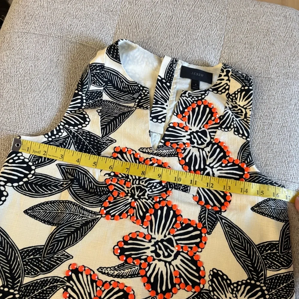 J CREW Notched Shell Polynesian Beaded Top‎ Size 0